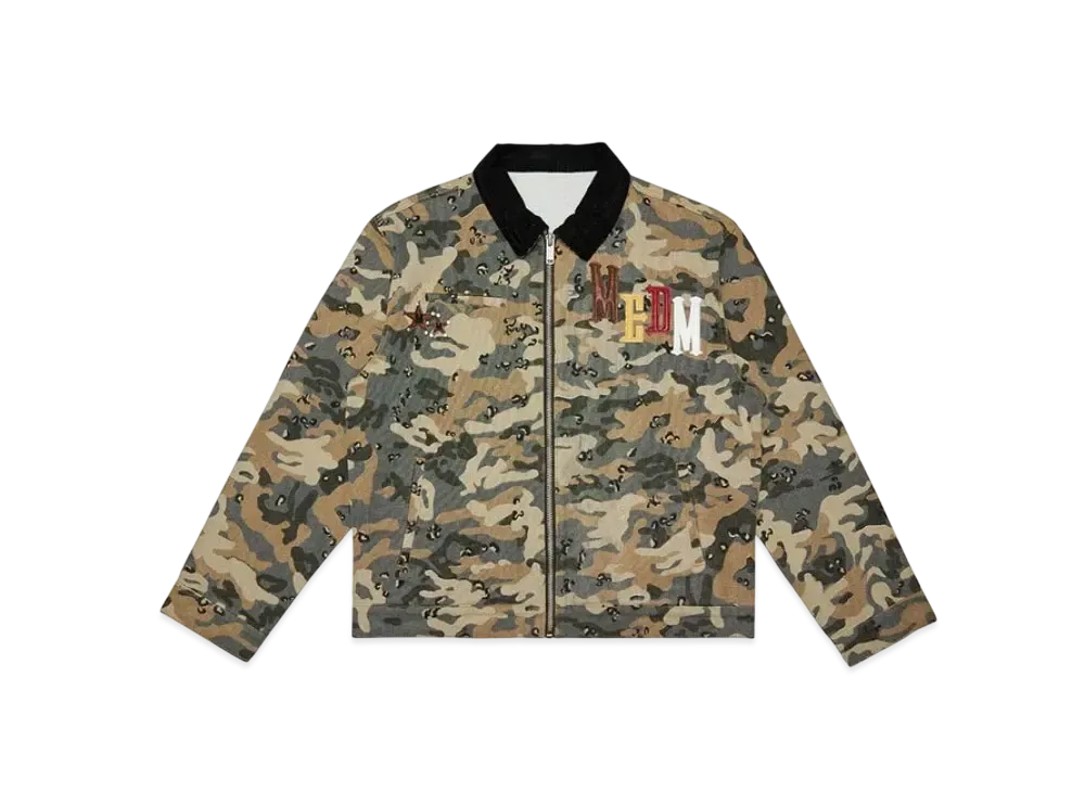 MR. ENJOY DA MONEY Camouflage Sticker Leather Embroidered Jacket "Brown"