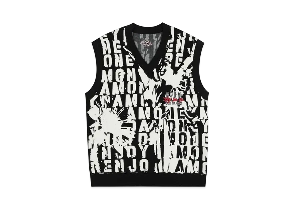 MR. ENJOY DA MONEY Angel Letters Knit Vest "Black"