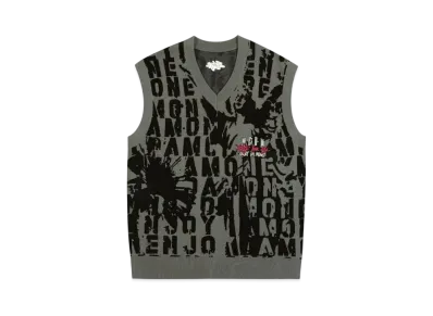 MR. ENJOY DA MONEY Angel Letters Knit Vest "Charcoal"