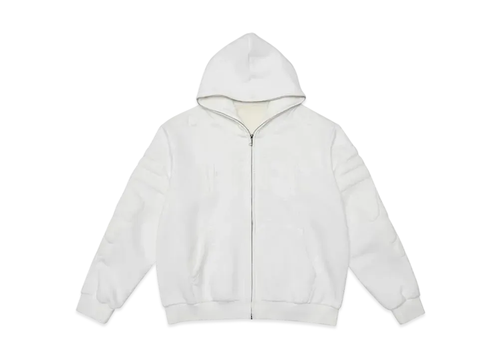 MR. ENJOY DA MONEY Sponge Filling Embroidered Zip Hoodie "White"