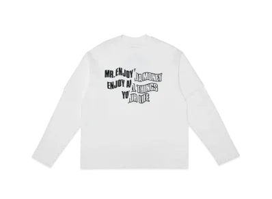 MR. ENJOY DA MONEY Fake Two Pieces Of Cutting Words Long Sleeves "White"