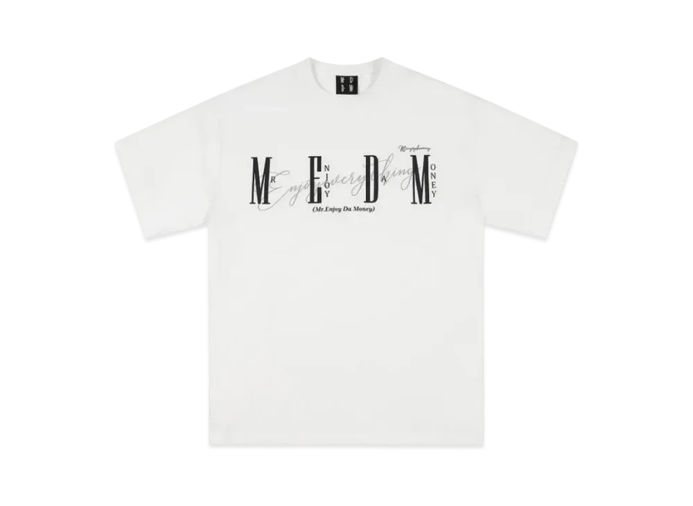 MR. ENJOY DA MONEY Horizontal Logo Handwritten Short Sleeve "White"