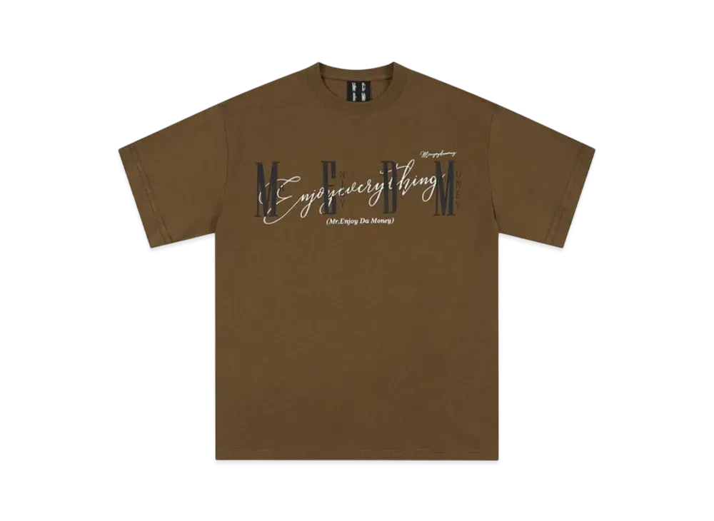 MR. ENJOY DA MONEY Horizontal Logo Handwritten Short Sleeve "Brown"