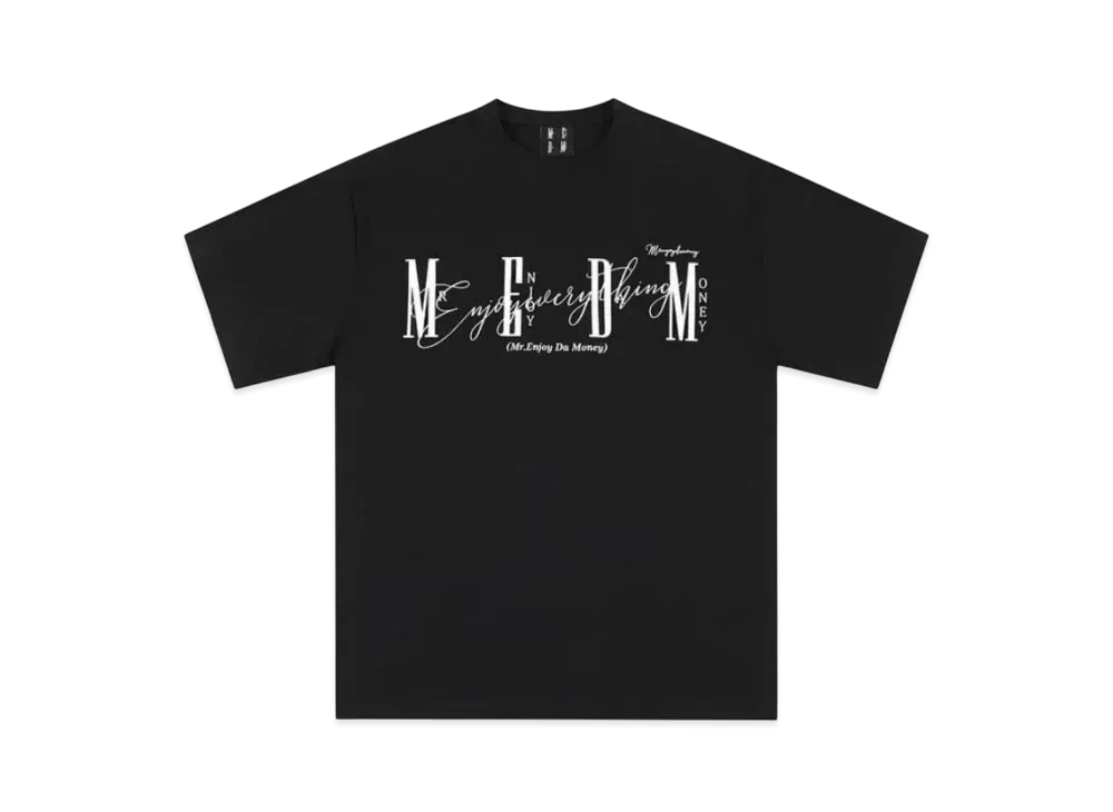 MR. ENJOY DA MONEY Horizontal Logo Handwritten Short Sleeve "Black"