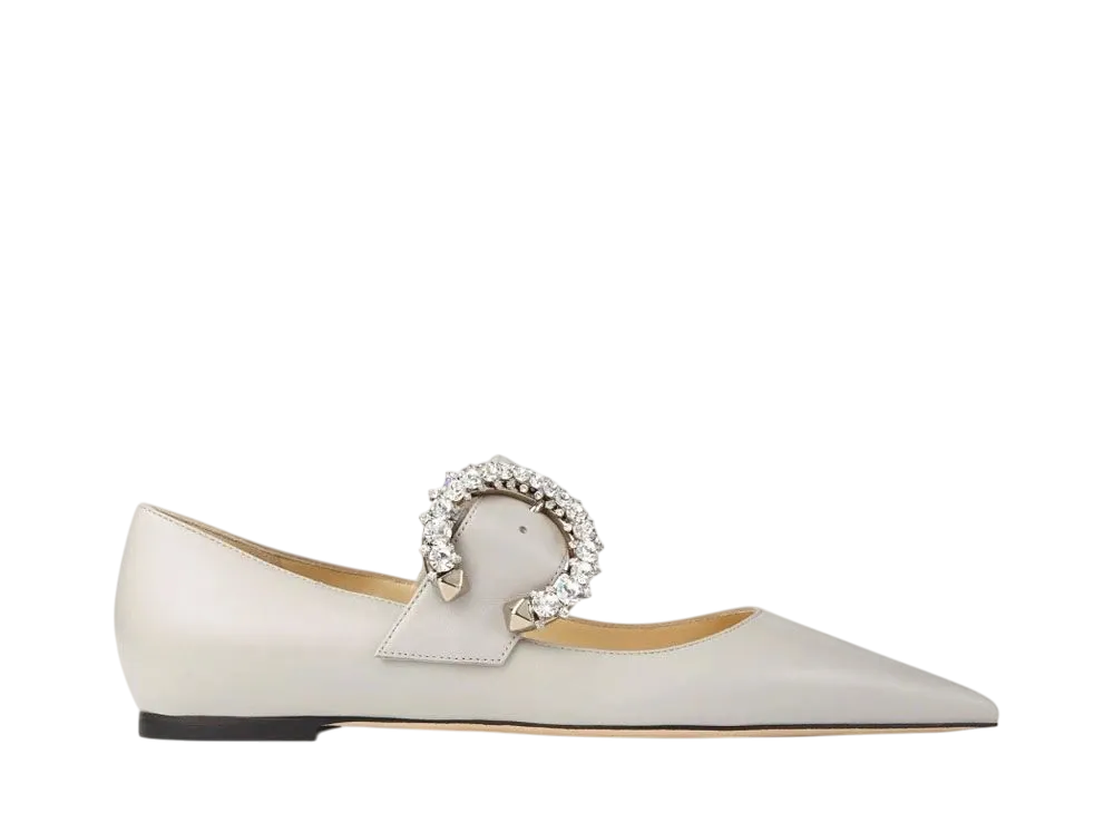Jimmy Choo Women's Melva Ballerina Nappa Leather Flat "Ash/Crystal"