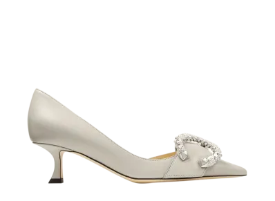 Jimmy Choo Women's Melva D'orsay 50 Nappa Leather Pumps "Ash/Crystal"