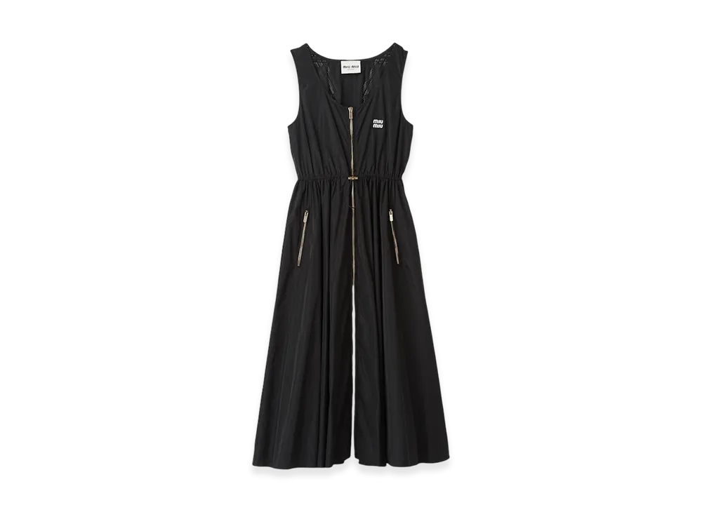 MIU MIU Women's Sleeveless Technical Silk Dress "Black"