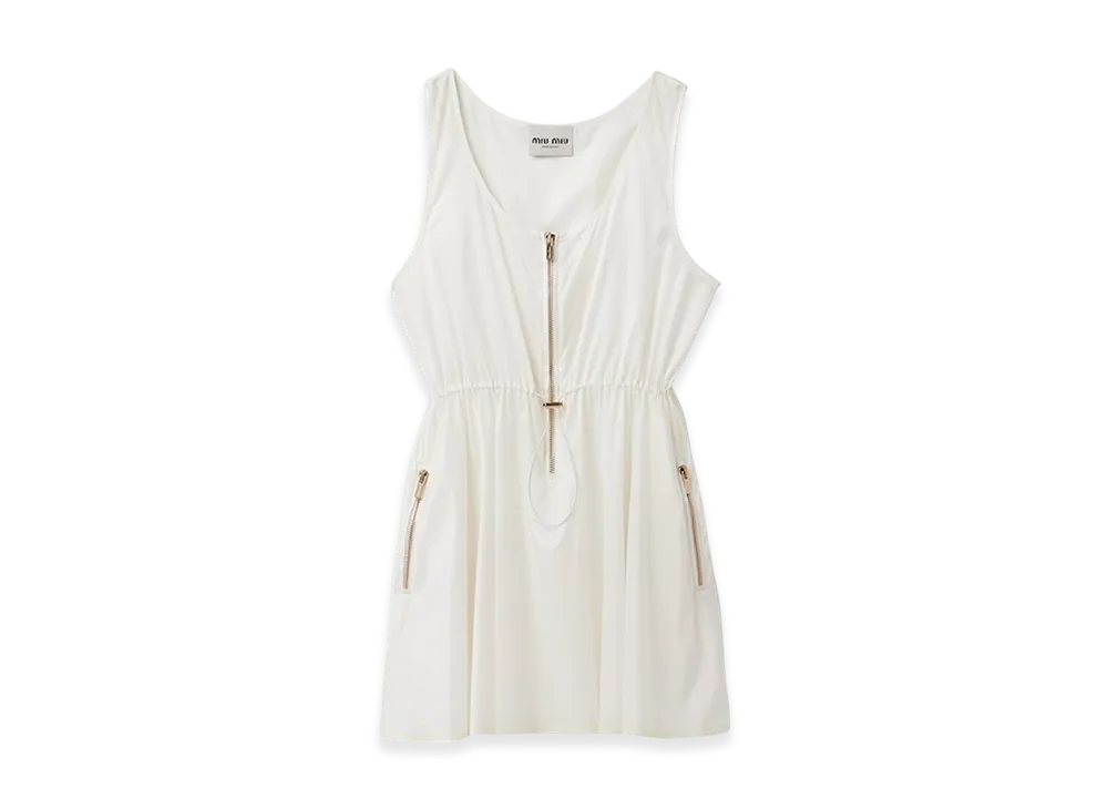 MIU MIU Women's Sleeveless Technical Silk Dress "White"