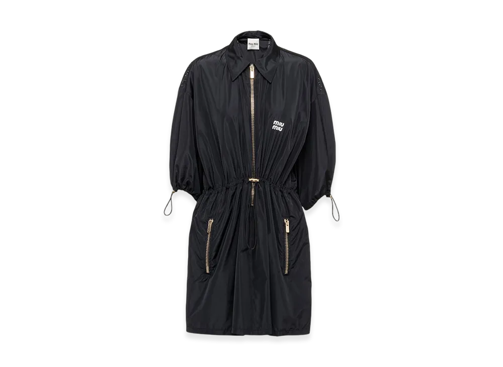 MIU MIU Women's Cotton and Silk Mini Dress "Colonial Beige"