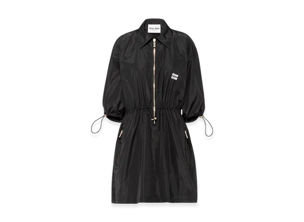 MIU MIU Women's Technical Silk Mini-Dress "Black"