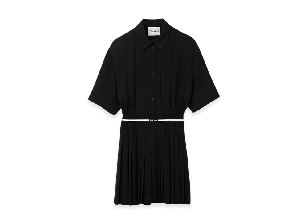 MIU MIU Women's Crepe De Chine Mini Dress "Black"