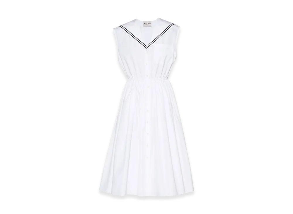 MIU MIU Women's Sailor Poplin Dress "White"