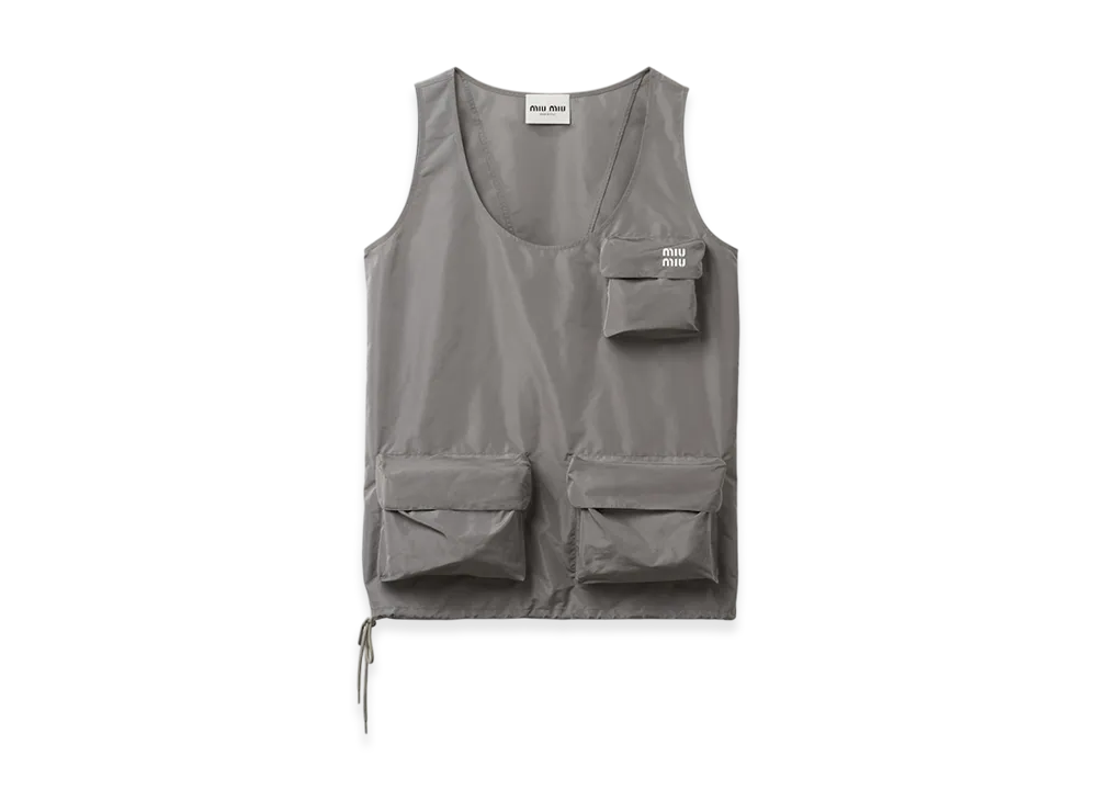 MIU MIU Women's Technical Fabric Mini Dress "Lead Gray"