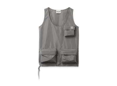 MIU MIU Women's Technical Fabric Mini Dress "Lead Gray"