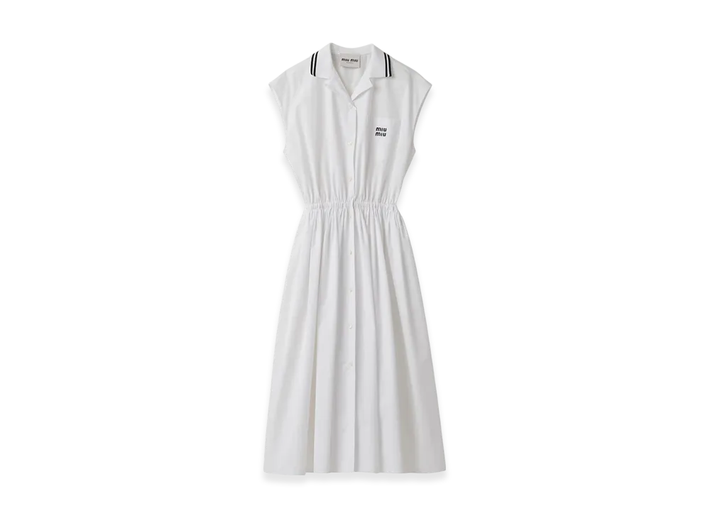 MIU MIU Women's Poplin Midi Dress "White"