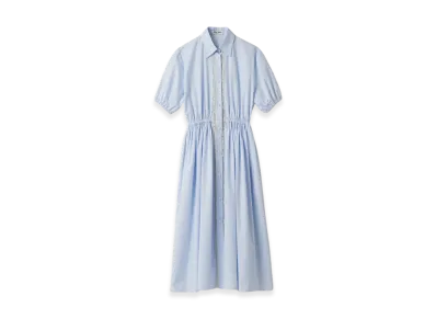 MIU MIU Women's Poplin Long Dress "White/Light Blue"
