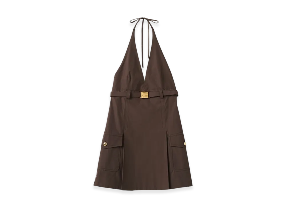 MIU MIU Women's Panama Cotton Mini Dress "Cocoa Brown"