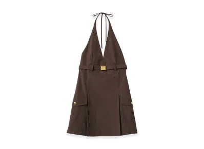 MIU MIU Women's Panama Cotton Mini Dress "Cocoa Brown"