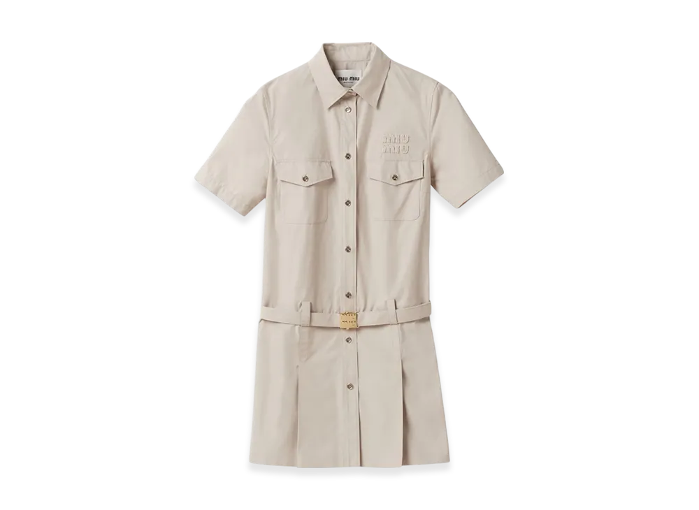 MIU MIU Women's Panama Cotton Dress "Limestone"