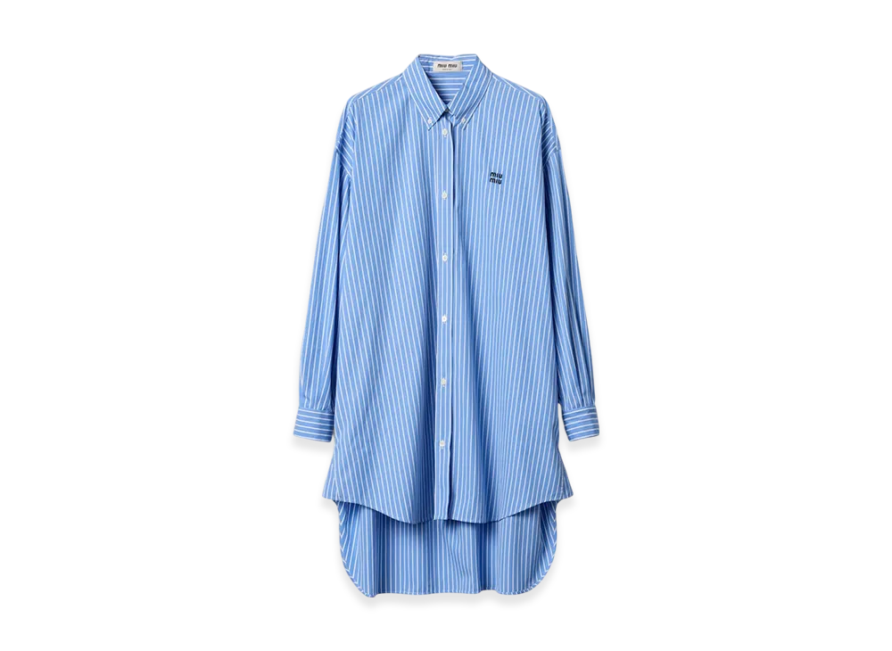 MIU MIU Women's Striped Cotton Dress "Sapphire Blue"