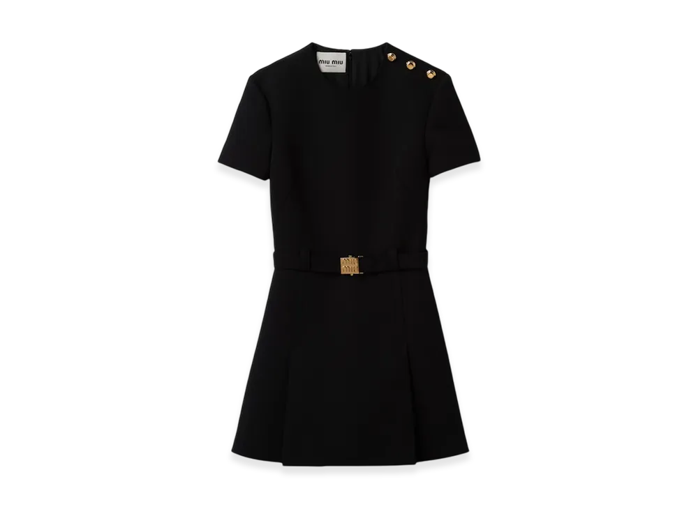MIU MIU Women's Grain De Poudre Mini Dress "Black"
