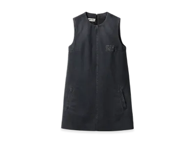 MIU MIU Women's Garment-Dyed Gabardine Mini Dress "Cocoa Brown"