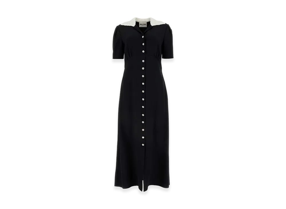 MIU MIU Women's Crepe Shirt Dress "Black"
