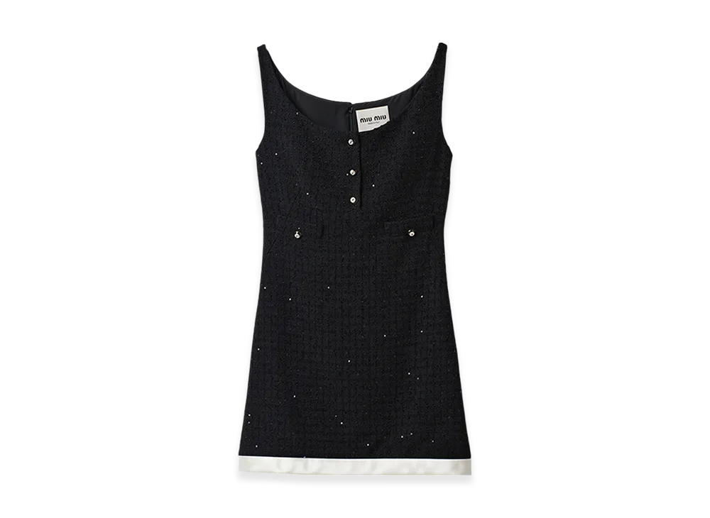 MIU MIU Women's Sequined Boucle Mini Dress "Black"