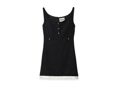 MIU MIU Women's Sequined Boucle Mini Dress "Black"