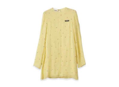 MIU MIU Women's Embroidered Chiffon Dress "Yellow"