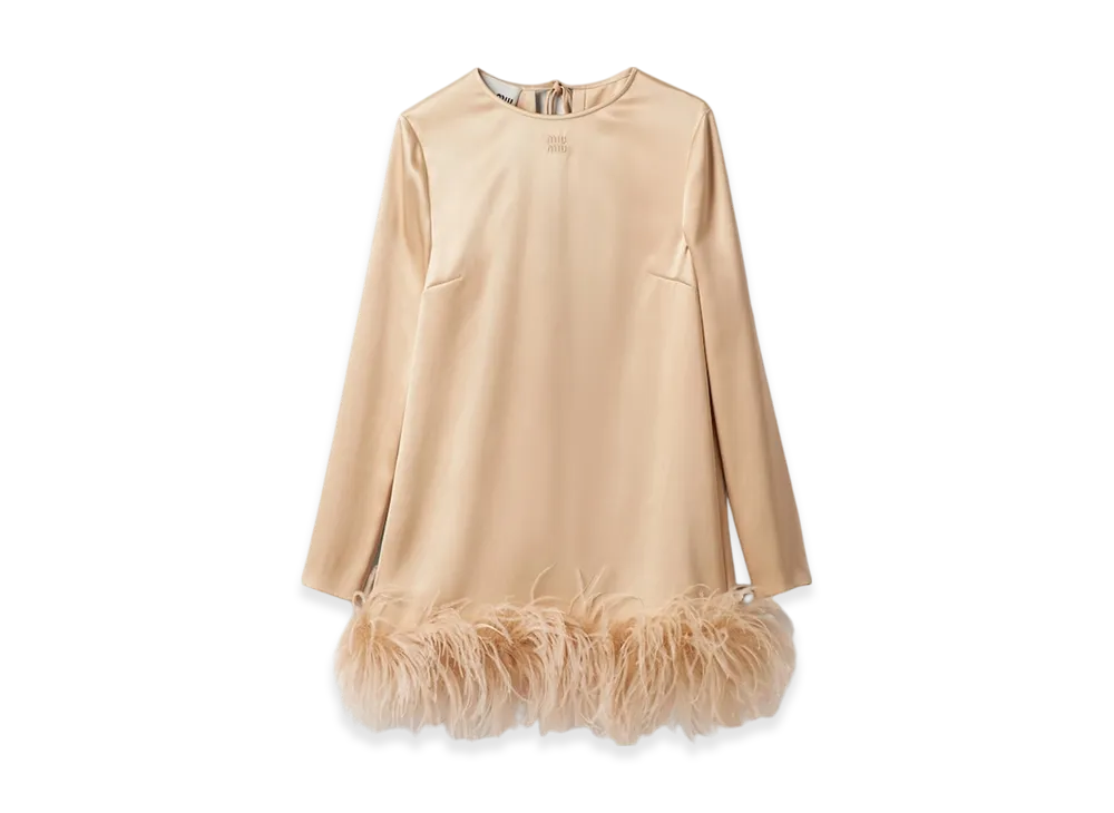 MIU MIU Women's Satin Mini Dress "Albino White"