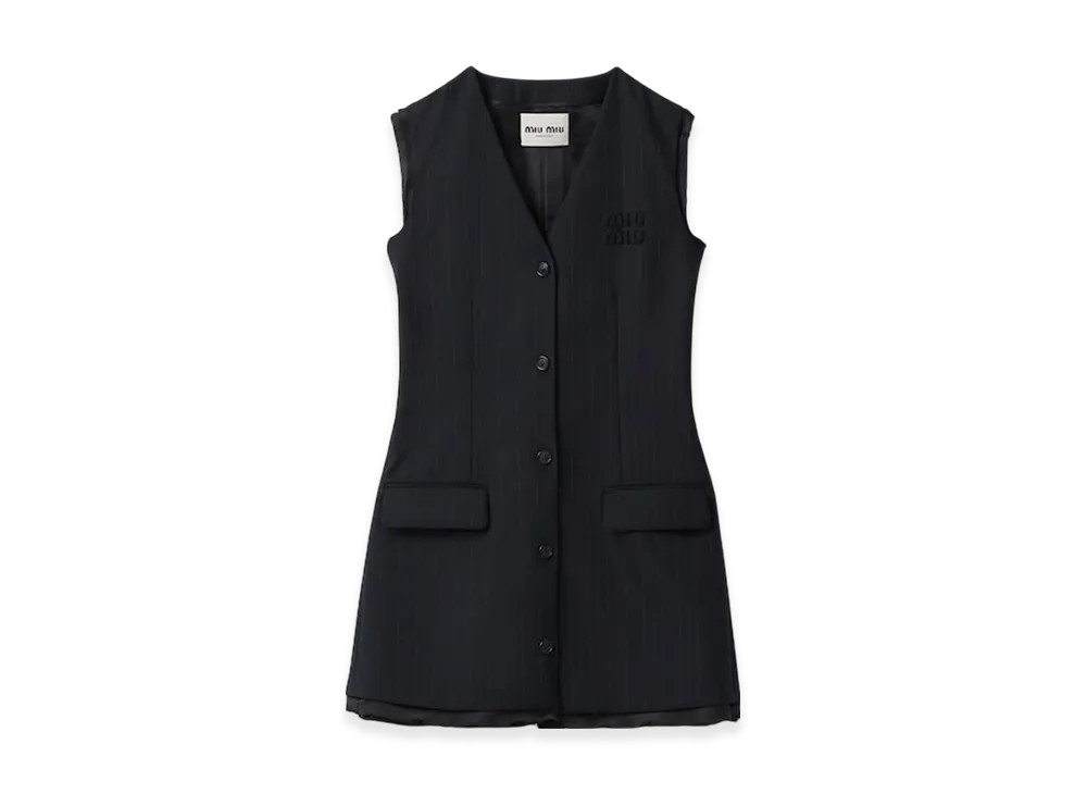 MIU MIU Women's Pinstriped Mini Dress "Navy"