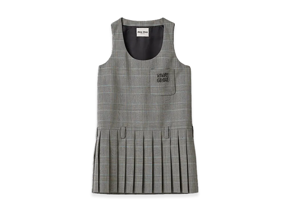 MIU MIU Women's Prince of Wales Checked Mini Dress "Sapphire Blue"