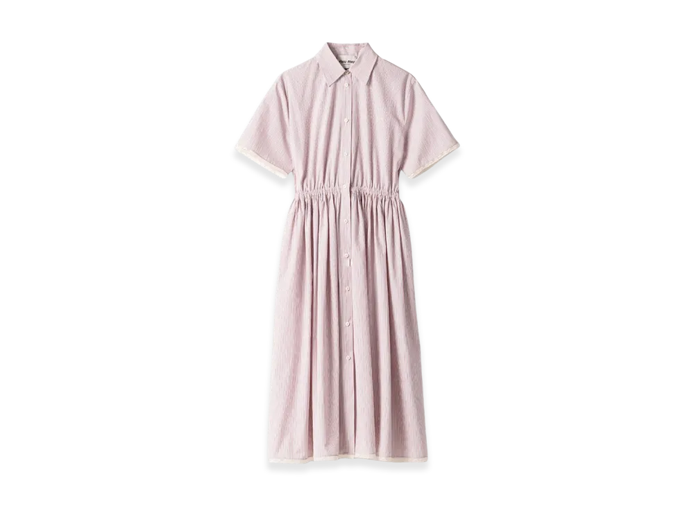 MIU MIU Women's Cotton Dress "Coral/White"