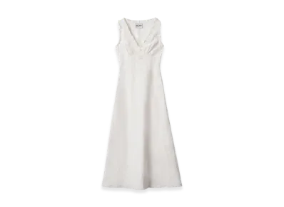 MIU MIU Women's Long Slubbed Canvas Dress "Ivory"