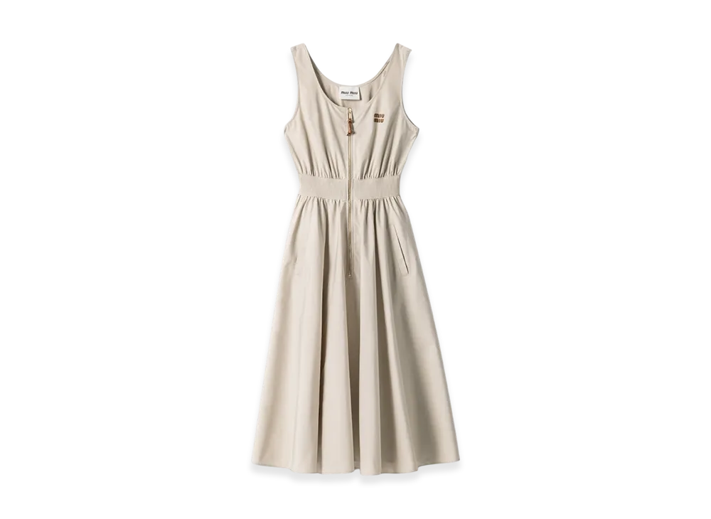 MIU MIU Women's Panama Cotton Dress "Limestone"