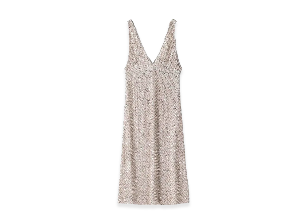 MIU MIU Women's Embroidered Chiffon Dress "Silver"