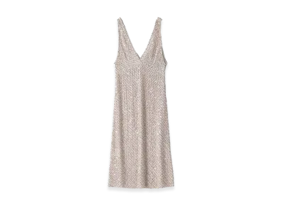 MIU MIU Women's Embroidered Chiffon Dress "Silver"