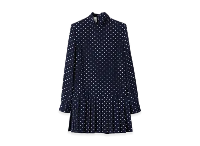 MIU MIU Women's Printed Crepe De Chine Dress "Blue/Ivory"