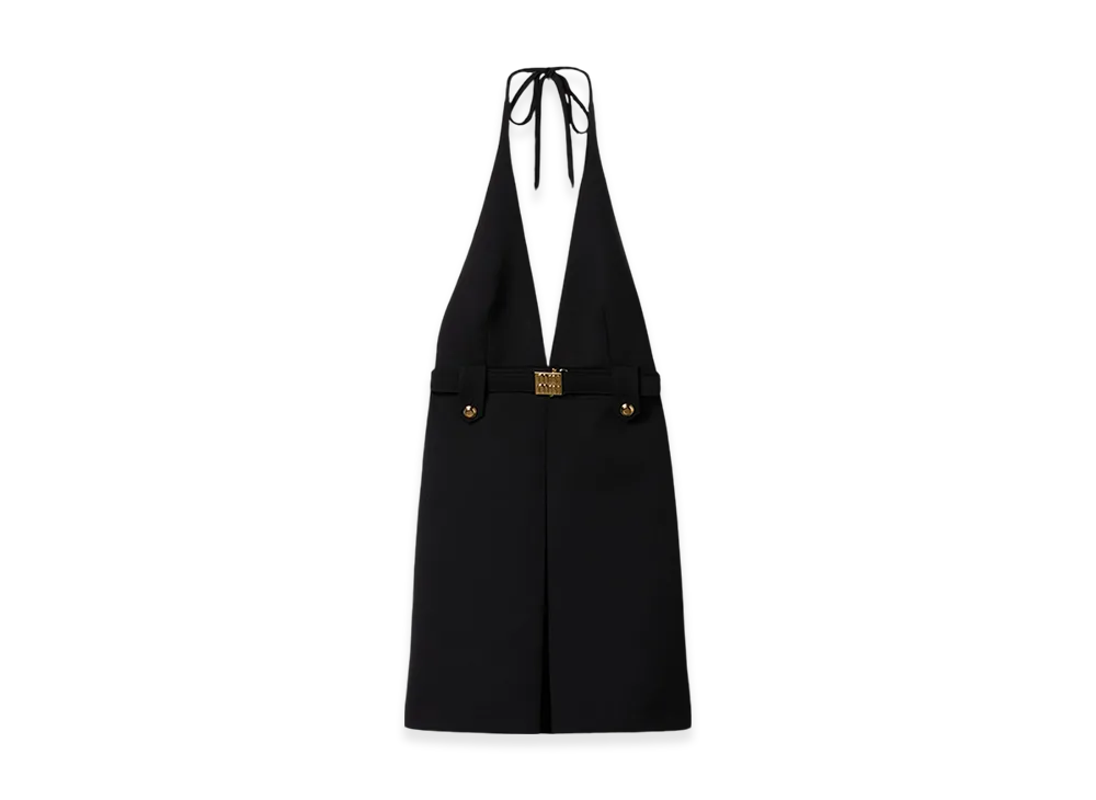 MIU MIU Women's Grain De Poudre Halter Dress "Black"