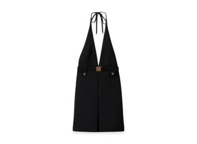 MIU MIU Women's Grain De Poudre Halter Dress "Black"