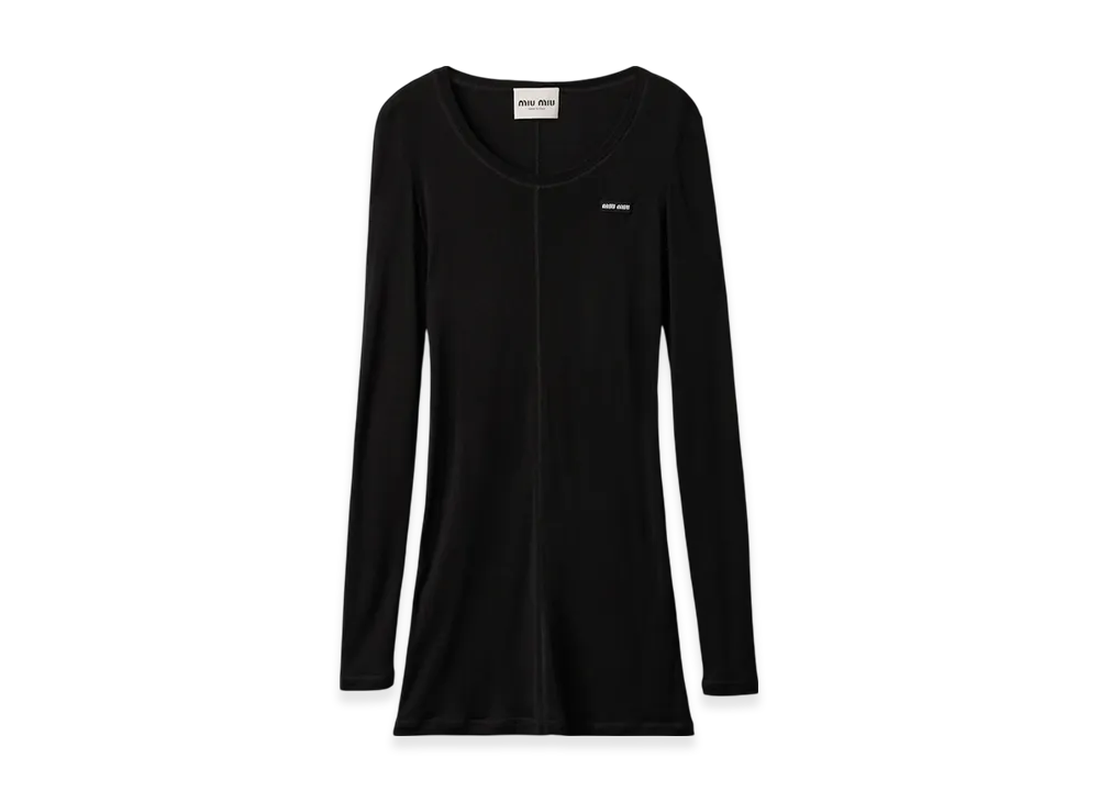 MIU MIU Women's Logo Silk Jersey "Black"