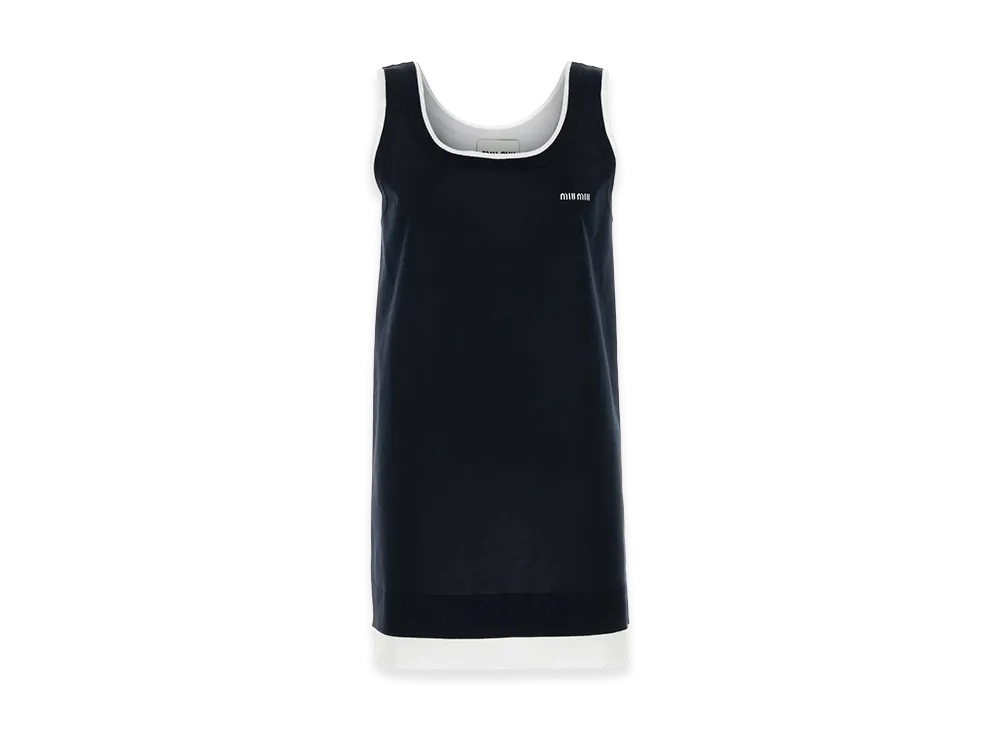 MIU MIU Women's Stretch Silk Blend Dress "Midnight Blue"