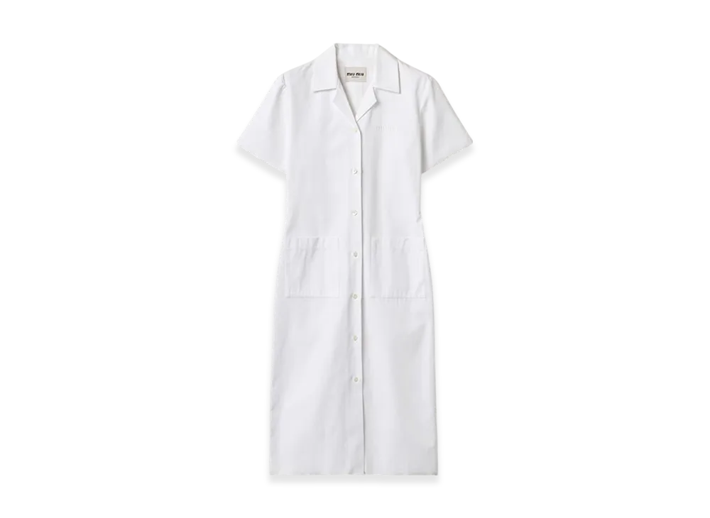 MIU MIU Women's Poplin and Jersey Dress "White"