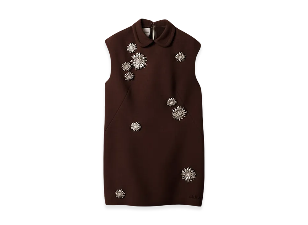 MIU MIU Women's Short Natte Dress "Cocoa Brown"