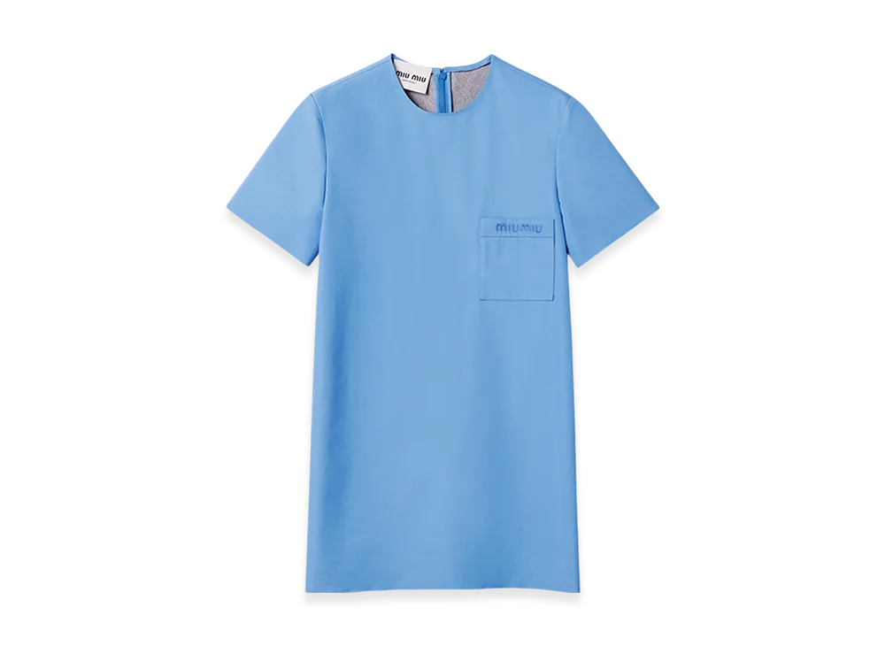MIU MIU Women's Poplin and Jersey Mini Dress "Sapphire Blue"