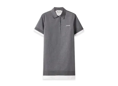 MIU MIU Women's Knit and Poplin Mini Dress "Slate Grey/White"