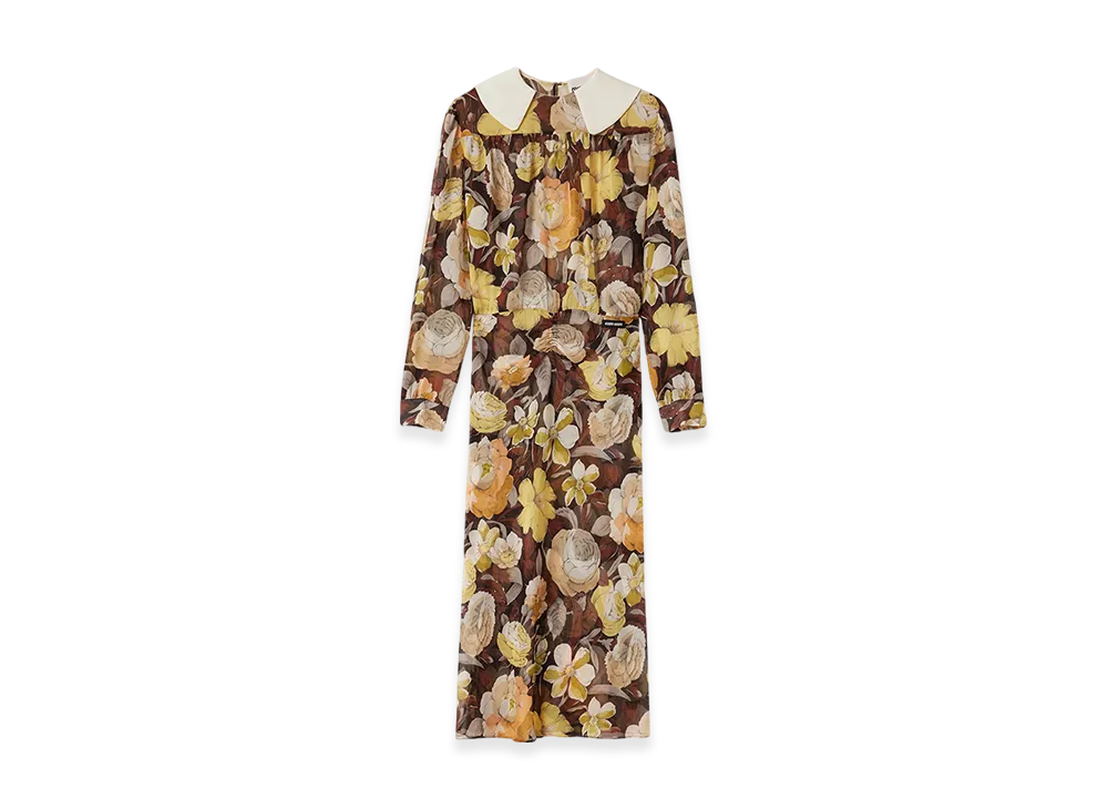 MIU MIU Women's Floral Georgette Dress "Ebony"