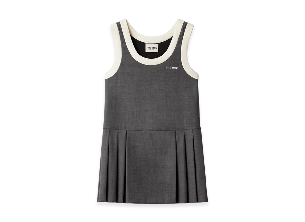 MIU MIU Women's Pleated Grisaille Mini Dress "Slate Gray"