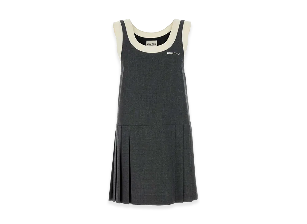 MIU MIU Women's Wool Mini Dress "Gray/Dark Grey"